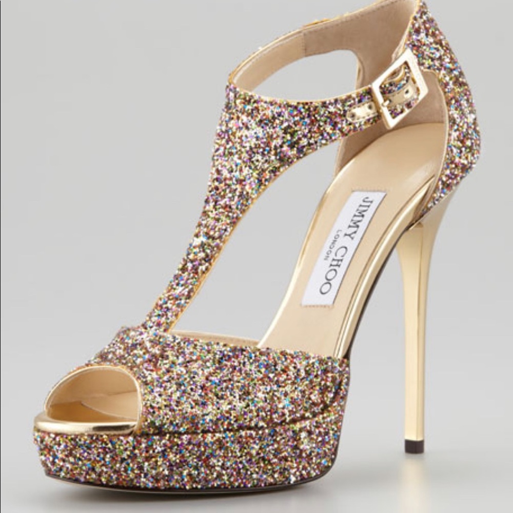 Jimmy Choo Totem Glitter T Strap 40